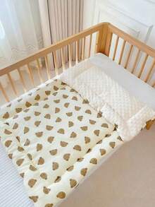 1pc Baby Crepe Cotton Mattress Pad, Soft Puff Fleece Cushion Mat, Kindergarten Soft Pad, Cartoon Children Mattress, Reversible And Washable - Multicolor - View 12