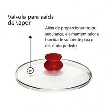 Kit 2 Tampas 32 e 40cm de Vidro Resistente Panelas e Frigideiras com Puxador de Plástico ou Madeira - Vermelho - Visão 6