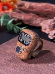 高级电子念珠计数器，仿木纹设计，触感光滑如真木，大尺寸清晰显示屏，精准数字追踪，一键重置，方便冥想、日常活动、运动计数和学习专注力提醒。 - 多色 - 查看 11