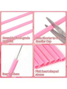 1/10/20/30/40pcs Reusable Heart-Shaped Beverage Straws, Plastic Heart-Shaped Beverage Straws Suitable For Parties, Individually Wrapped Plastic Straws Suitable For Valentine's Day Cocktails, Birthday Parties, Bridal Showers, Wedding Supplies, Christmas - View 6