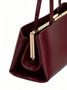 Bolso de mano con clip de estilo retro - Burdeos - Ver 5