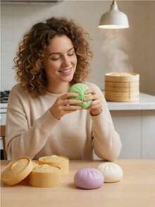 1/2/3/4 st färgglad dumplingformad långsamt återstudsande klämleksak, realistisk matdesign, hand- och skrivbordsleksak för stresslindring, lämplig för ångestlindring, kontorsavslappning och heminredning, bästa presenten till familj och vänner (slumpmässig färg) - A - Visa 8