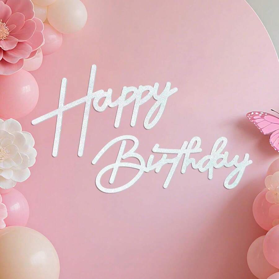 Babenest - Letrero de fieltro blanco con texto en inglés "Happy Birthday", reutilizable, fuerte adhesión para telón de fondo, decoración de arco de globos, suministros para fiesta de cumpleaños - Negro Flash - Ver 1