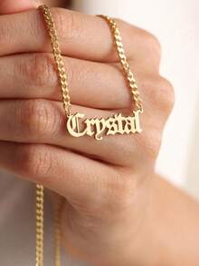 Dây chuyền vàng 18K khắc tên theo yêu cầu, kiểu dáng Gothic, quà tặng sinh nhật, quà Giáng sinh, quà tặng cho mẹ. - vòng cổ khắc tên - Xem 4
