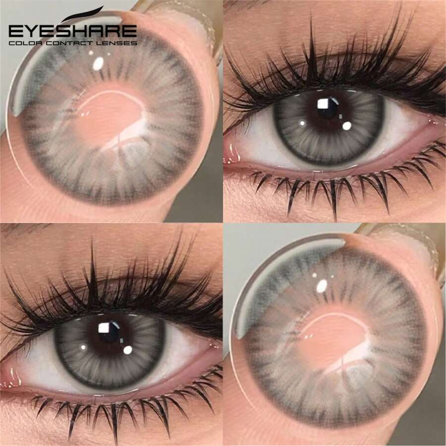 EYESHARE 1副棕色美瞳，高品质柔灰色时尚眼镜，婚礼及情人节礼物，一年抛型，14.5mm，适合日常约会及节日佩戴