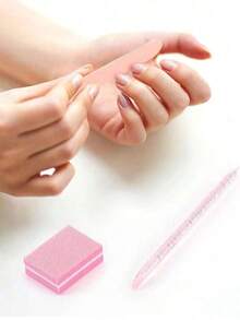 Bộ dụng cụ làm móng dùng một lần 60/30/15/3 món, bộ dụng cụ làm móng đóng gói riêng lẻ 30 món - Giũa móng mini, Khối đánh bóng móng mini, Que chọc móng. Thích hợp cho salon và sử dụng tại nhà. - Hồng - Xem 3