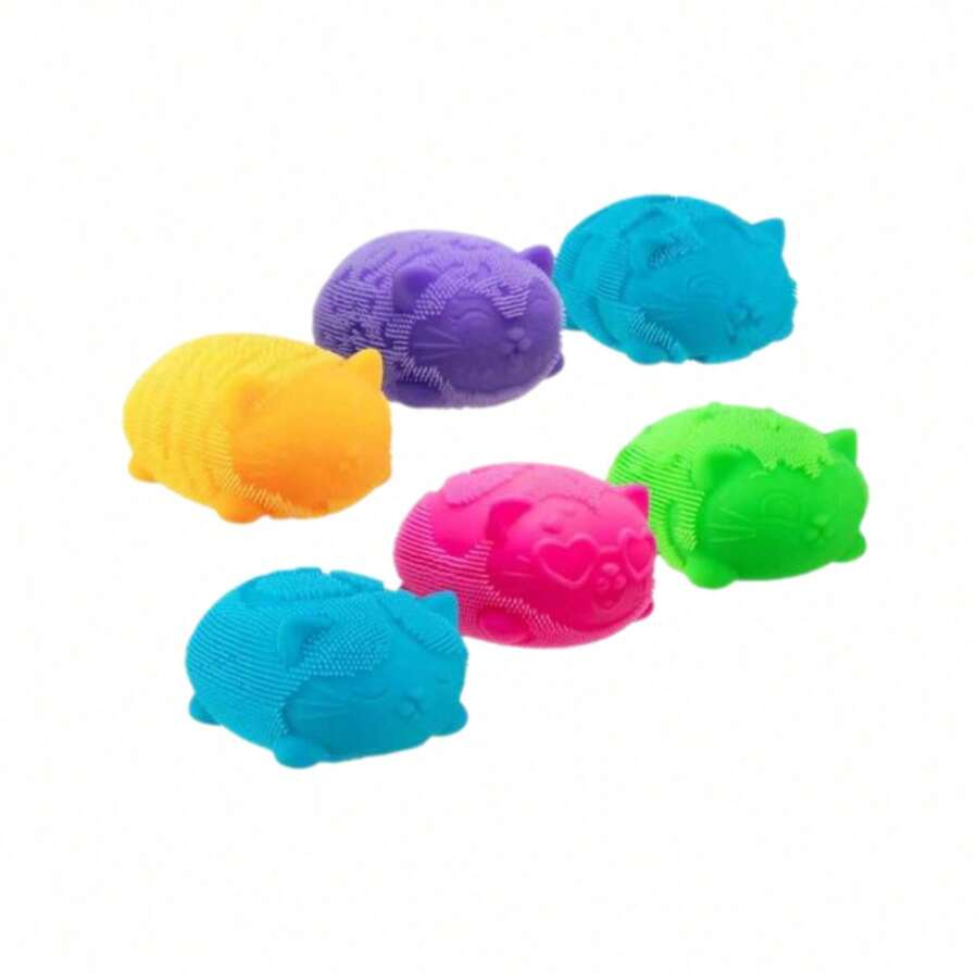 Vibrant Textured Cat Squishy, Soft Sensory Fidget Toy For On-The-Go Relaxation - 天藍色. - 查看 1
