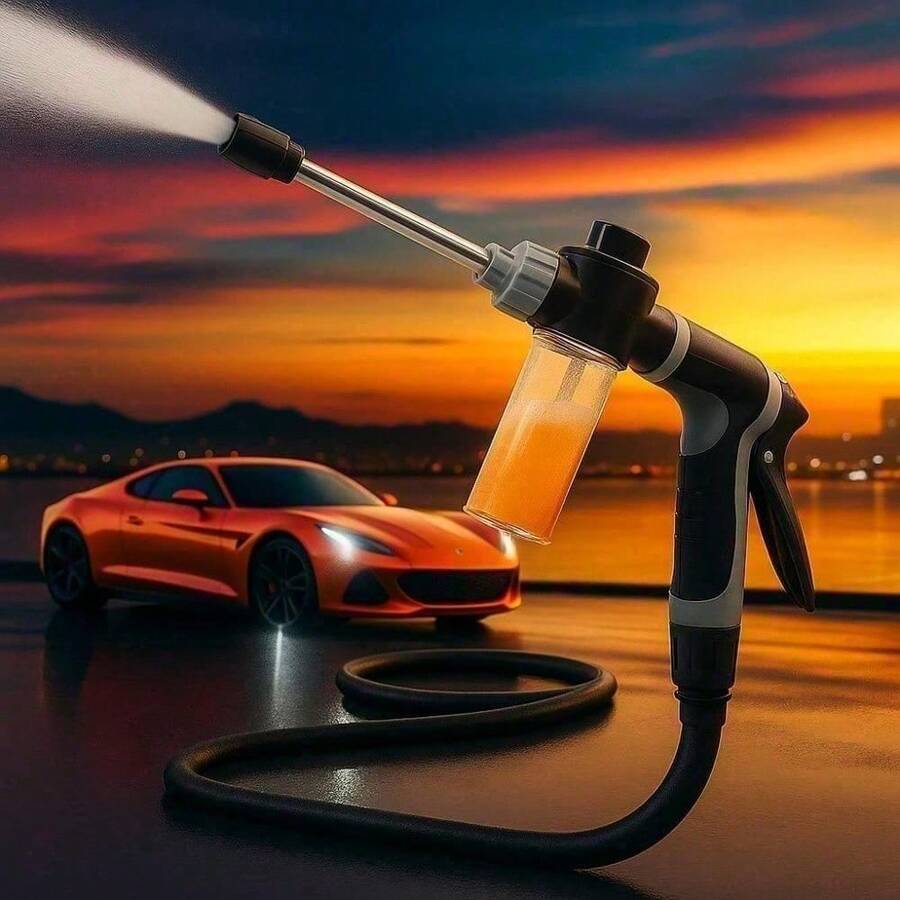Heavy Duty High Pressure Water Gun With Upgraded Thickened Rod & Copper Nozzle - Durable Hose Sprayer Suitable For Car Wash, RV Cleaning, Garden Hose, Driveway, - Portable Pressure Washer Gun - 長塑膠黑色槍 - 查看 1