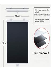 No-Drill Blackout Roller Blinds, With 3 Suction Cups, Retractable Curtain, Portable Window Shade For Home, Office And Car - Black - View 10