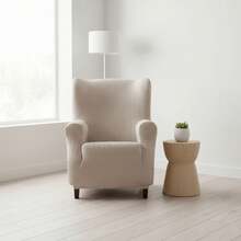 Kiva Bi-Elastic Wingback Chair Cover, Super Stretchy, Various Colors Available – Adaptable, Breathable, And Easy To Fit Wingback Chair Cover With Foam Support And Elastic Bands - Lino Me - View 2