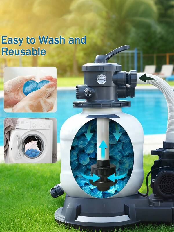 40pcs-Pool Filter Balls, Suitable For Sand Filters; Reusable, Pool Filter Balls; Comes With A Cleaning Bag; Suitable For Swimming Pools, Aquariums, And Filter Pumps