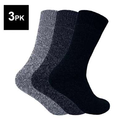 Sock Snob 3 Pack Mens Padded Sole Winter Warm Thermal Wool Walking Boot Socks