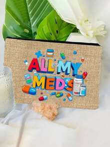 Borsa cosmetica con motivi a cartoni animati di "Tutti i miei farmaci" con pillole e bottiglie di medicinali, borsa da viaggio rossa con cuscino ad aria, borsa per il trucco, borsa per prodotti per la cura della pelle, elementi essenziali da viaggio, forniture per dormitorio, borsa da viaggio, borse a tracolla, smalto per unghie, borsa pieghevole per lo stoccaggio, stoccaggio di prodotti di bellezza, borsa per il caricabatterie, per l'estate, le vacanze, la spiaggia, i pendolari, regalo per la festa della mamma - Multicolore - Visualizzare 7