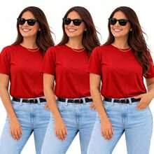 3-Piece T-Shirt Set, 100% Cotton T-Shirts - 紅色 - 查看 1