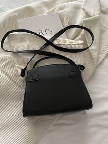 2026新款鳄鱼纹压花纯色金属扣水桶包，多功能可调节肩带斜挎包，方形配件钱包，适合日常、休闲、通勤、购物、送礼。 - 黑色 - 查看 9