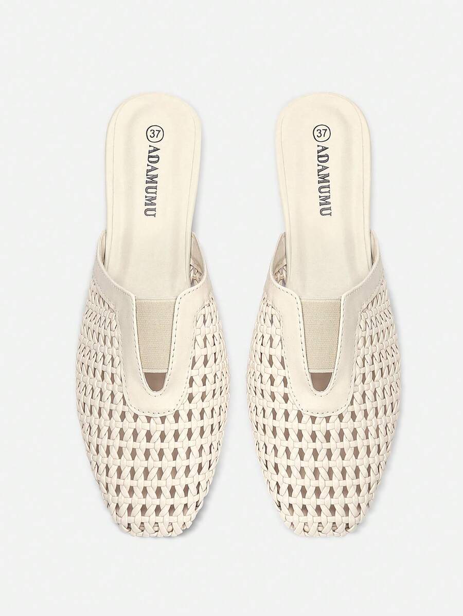 Giày sandal nữ ADAMUMU cao cấp thời trang mới, dệt thủ công, chất liệu thoáng khí, kiểu dáng đế bằng thoải mái, thích hợp cho đi làm hàng ngày hoặc đi nghỉ mát. - trắng - Xem 1