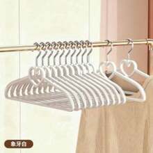 10/20 paquete de perchas de plástico con forma de corazón rosa y blanco para niñas - perchas de ropa de dormitorio creativas con diseño antideslizante - Multicolor - Ver 2