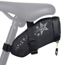 26 Styles Bicycle Saddle Bag, 1.5L Reflective Bicycle Saddle Bag Seat Bag, Tie-Down Bicycle Wedge Bike Seat Pack Bag, Black - Black - View 2