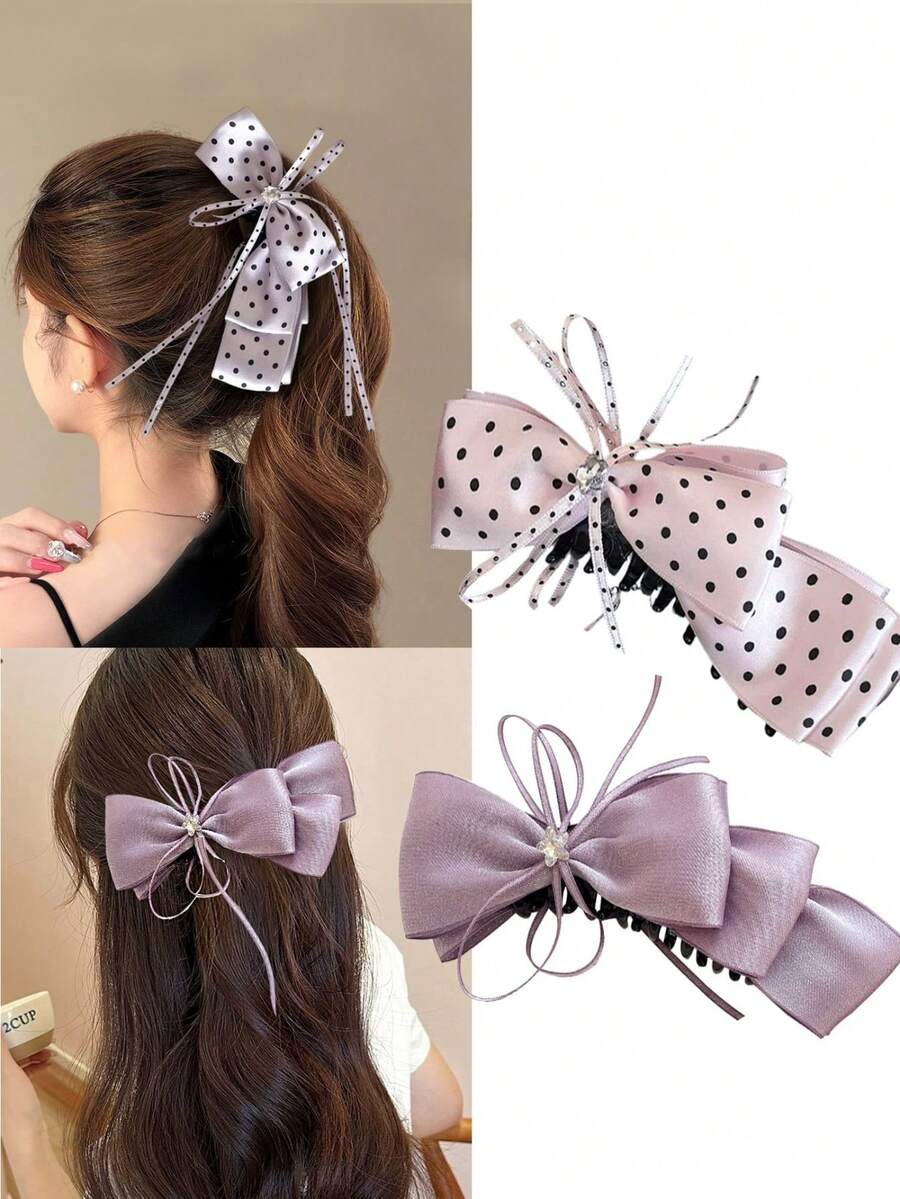1pc New Polka Dot Hair Accessory, Large Vertical Clip Hair Clip, Suitable For Daily Wear, Claw Clips,Travel,Birthday - Multicolor - View 1