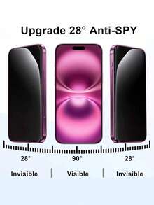 Privacy Anti-Spy Mobile Phone Screen Protector 2pcs Privacy Tempered Glass Screen Protector Compatible With IPhone 6/7/8/11/12/13/14/15/16 Pro Max/17 Pro Max, XS, XR, Xs Max, Anti-Explosion, Anti-Scratch, Anti-Fall, Enhanced Screen Protection, Suitable For Daily, Office, Home Use Mother's Day Gift Anniversary Celebration - Black - View 4
