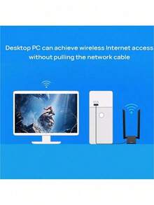 tp-link 300Mbps无线USB适配器，双频WiFi加密狗，带高增益天线，适用于台式机和笔记本电脑，即插即用 - 黑色 - 查看 4