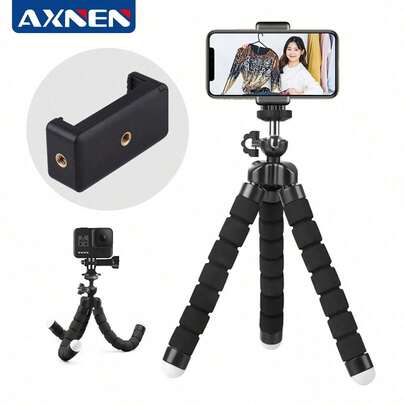 AXNEN Chân máy bạch tuộc linh hoạt, giá đỡ mini cho điện thoại thông minh và máy ảnh với tay cầm bằng mút xốp, giá đỡ bạch tuộc xoay 360° dành cho chụp ảnh và quay phim, giá đỡ điều chỉnh di động với kẹp đa năng.