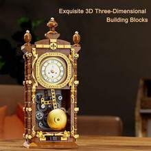 Shoze Retro  Clock 3D Wooden Puzzle With Real Clock Function & Link Mechanical  DIY Building Set Unique Home Decoration Gift For Adults - 預設 - 查看 7