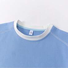 Áo thun nam tay ngắn cổ tròn, kiểu dáng mới, thời trang, tươi trẻ, tối giản, phong cách mùa hè. - Màu xanh nhạt - Xem 4