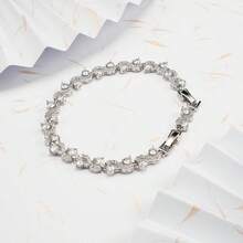 1pcs Heart Splicing Chain Necklace Full Diamond Rhinestone Crtstal Heart Chain Necklace Bracelet For Women Men Gift - 銀色 - 查看 8