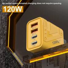 Multiport Fast Wall Charger 145W/130W/120W PD Type-C - Yellow - View 2