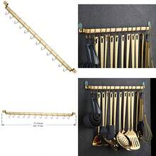 Estante para utensilios de cocinaKyraton estante de cocina con revestimiento de titanio dorado organizador de riel para cuchillos colgantes riel de cocina gourmet montado en la pared con 14 ganchos - 2. Aire - Ver 1