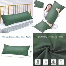 DOWNCOOL - Almohada de cuerpo grande transpirable de cuerpo completo para dormir de lado almohada de cama larga suave para adultos 20 x 54 pulgadas con funda - Verde - Ver 1