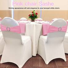10 piezas de lazos elásticos para sillas con hebillas redondas deslizantes, fajines de silla de spandex para graduación, baile de graduación, boda, decoración de fiesta - Rosa - Ver 6