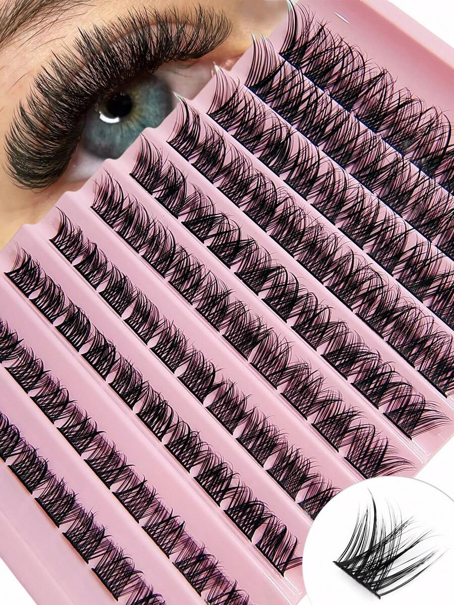 Asiteo 100 Clusters DIY Eyelashes,Fluffy Lightweight And Soft False Eyelashes, Natural Look Individual False Eyelashes,For Beginners Eye Makeup DIY At Home - D - View 1