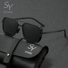 SY SI YANG Brand Polarized Sunglasses For Men And Women, Square Frame Design, UV400 Sunglasses For Driving, Premium Quality, Anti-UV, Comes With Exquisite Glasses Storage Bag And Cleaning Cloth - A - View 14