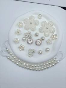 20pcs Detachable Flower, Bow, Snowflake, Garden Decor Chains For Shoes, Perfect Holiday Gift - White - View 3