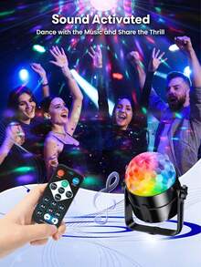 Disco Ball Projector | Smart Lamp With Stand | Decorative Projection Lamp | USB Powered, No Remote Control | Desktop Or Wall-Mounted | Music Synchronized Flashing LED Lights | RGB Night Light | Office And Car Atmosphere Smart Lamp | Perfect Gift For Party, Dance Room, Bedroom, Living Room, Christmas, Valentine's Day, Halloween - Multicolor - View 11