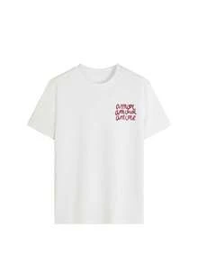 Lightweight, Comfortable, Soft Short Sleeve T-Shirt, Fitted, Street Style Pinterest "Amor Amour Amore" Leopard Print Pattern On Back, White European Summer Top Casual - White - View 4