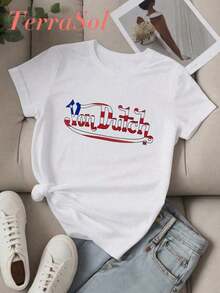 Camiseta Casual de Algodón Puro para Mujer DUTCH, Ideal para Pascua y el Día de San Patricio, con un Estampado Gráfico Simple y Bonito, Cuello Redondo, Mangas Cortas, Estilo Urbano de Verano, y un Regalo Sorpresa para Familiares y Amigos. Transpirable y cómoda. - Blanco y Negro - Ver 2