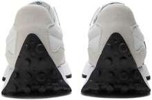 New Balance 327 Zapatos casuales para mujer, de suela baja, de cuero, con plantilla acolchada de espuma, de apoyo suave y cordones fáciles de atar, para caminar a diario en todas las estaciones, color negro sal marina WS327FE - Blanco/Negro - Ver 6