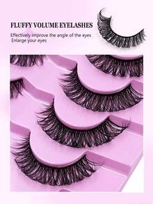 Asiteo 7 pares de pestañas postizas rizo D, pestañas postizas rusas, pestañas falsas de visón sintético esponjosas y suaves, para uso diario, extensiones de maquillaje, maquillaje para viajes y fiestas, bodas, reutilizables - Pestañas postizas de tira rusa - Ver 2