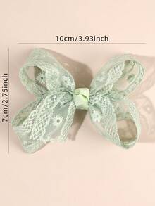 2pcs Green Daisy Floral Embroidered Lace Hair Clips,Delicate Hair Accessories,Spring/Summer Forest Style,Sweet Girls Kids Hair Accessories - Mint Green - View 6