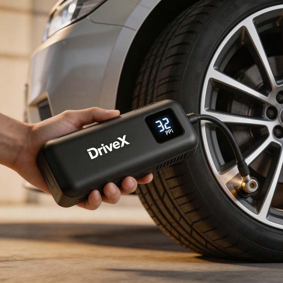 Inflador Portátil para Llantas Auto Compresor Aire Digital Recargable Pantalla LCD Carro Moto Bicicleta - Inalámbrico - Ver 1