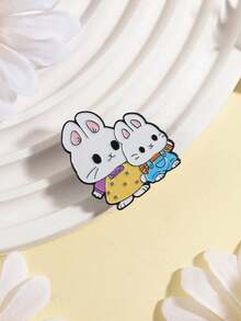 QIHOO 1 Peça Broche de Esmalte Fofo de Coelho Mãe e Bebê, Broches de Esmalte de Animal Kawaii, Distintivo de Lapela da Moda, Alfinete para Mochila, Roupas, Jóias, Bolsa, Imperdível, Presente de Formatura - Multicolorido - Visão 5
