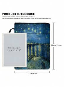 1pc Van Gogh's Starry Night Themed Book Cover With Zipper, Padded Book Protector Sleeve, Multipurpose Book Bag With Inner Lining, Suitable For School, Students, Teachers, Book Lovers - Single Piece - View 2