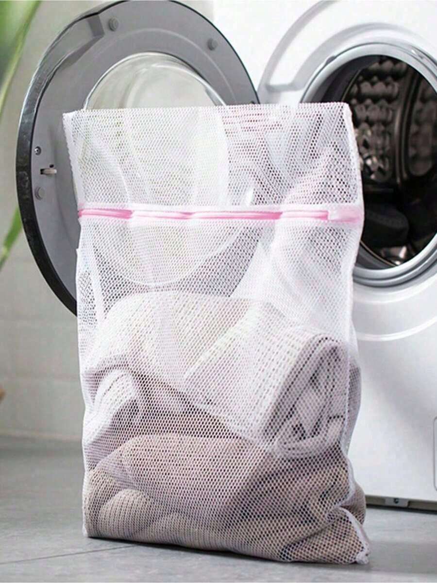 Bolsa de malla para lavandería (3 unidades/1 unidad), bolsa grande para lavadora para ropa interior, prendas delicadas y blusas de verano. - Blanco - Ver 1