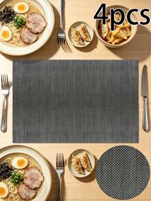 1/4/6/120pcs Luxury Rectangular PVC Woven Placemats, And Odorless, Waterproof, Oil-Proof, Washable, Easy To Clean, Good Heat Insulation, Effectively Protects Dining Table And Kitchen Countertop, Reversible, Flexible And Non-Deforming, Wear-Resistant And Durable, Long-Lasting, Lightweight And Easy To Store; High-Quality Texture, Both Practical Tableware Mat, Bowl/Plate/Cup Coaster, And Beautiful Tabletop Decoration Mat - Multicolor - View 27