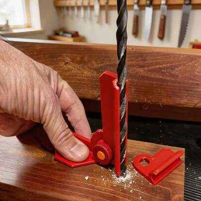 Thanh dẫn hướng khoan điều chỉnh 5 góc | Định vị chính xác ở các góc 0°, 30°, 45°, 60° và 90° | 3 tùy chọn thay thế chiều dài tương thích với mũi khoan ngắn/dài | Thao tác bằng một tay tiện lợi | Dụng cụ hỗ trợ DIY cho chế biến gỗ