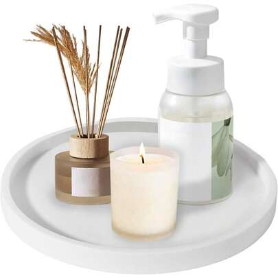 Bandeja redonda de silicona para el baño, bandeja de tocador, organizador de encimera de cocina, decoración de mesa de café para velas, perfumes, joyas, baratijas, botellas de jabón de manos y lociones