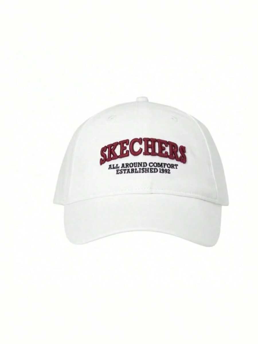 Skechers Mũ lưỡi trai in họa tiết retro unisex - trắng - Xem 1